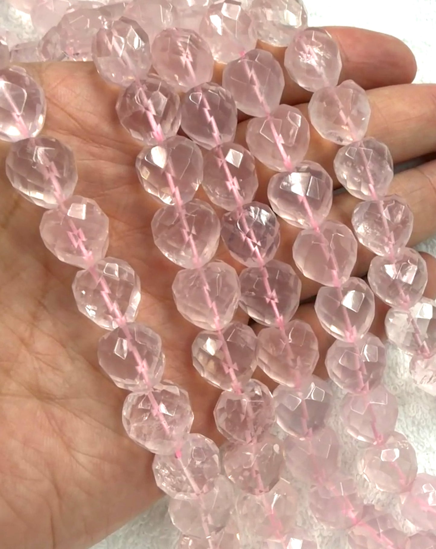Rose Quartz Puffy Heart 14mm Faceted