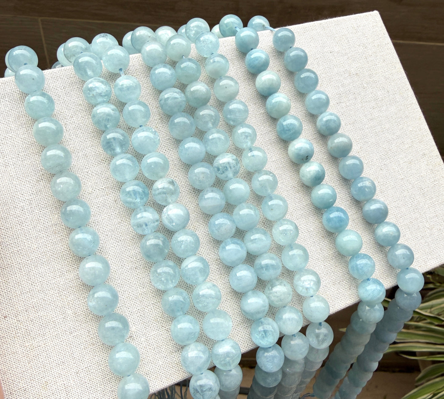 Aquamarine 10mm Plain Round Beads – Natural Blue Beryl 15.5" Strand