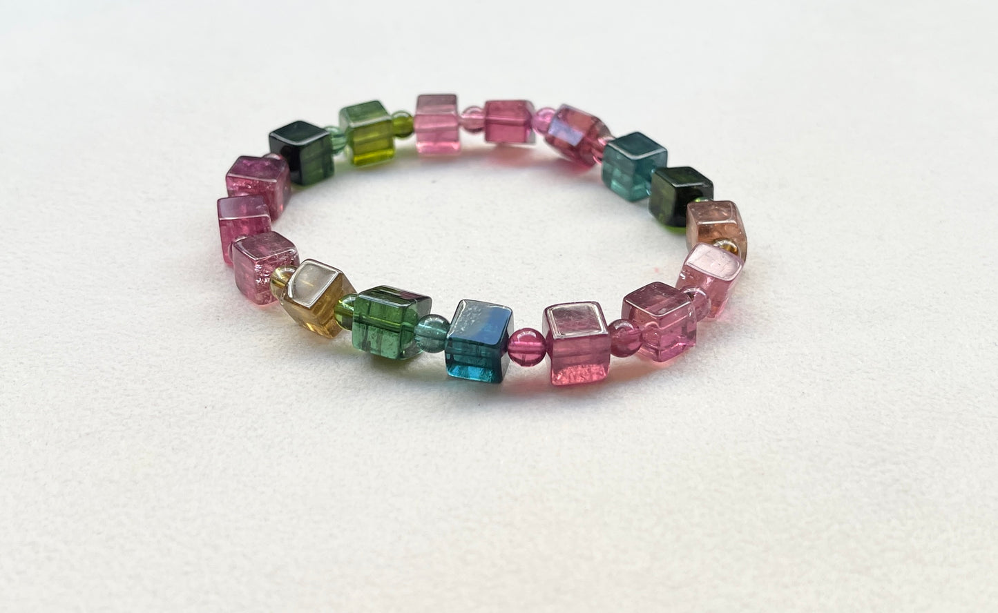 Candy Tourmaline 7mm cube 糖果碧璽方糖手鏈AA級