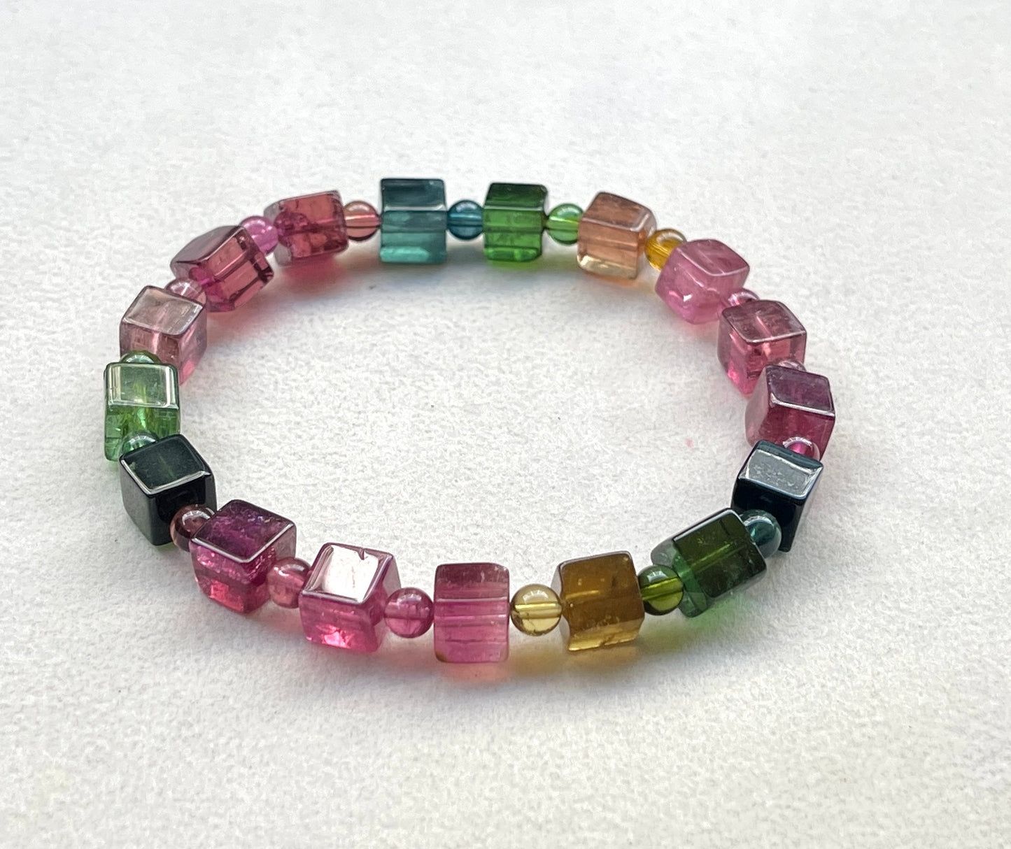 Candy Tourmaline 7mm cube 糖果碧璽方糖手鏈AA級