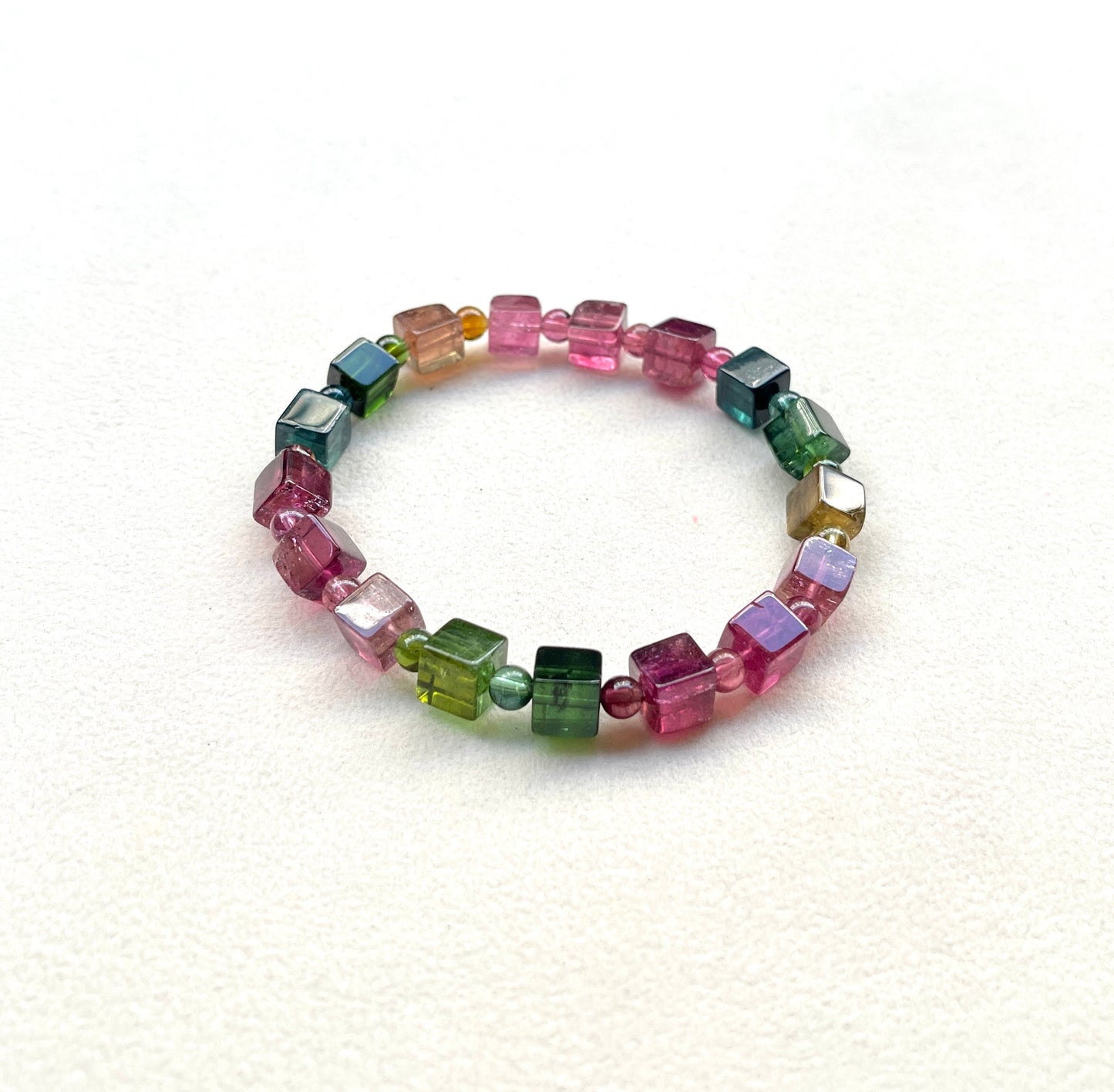 Candy Tourmaline 7mm cube 糖果碧璽方糖手鏈AA級