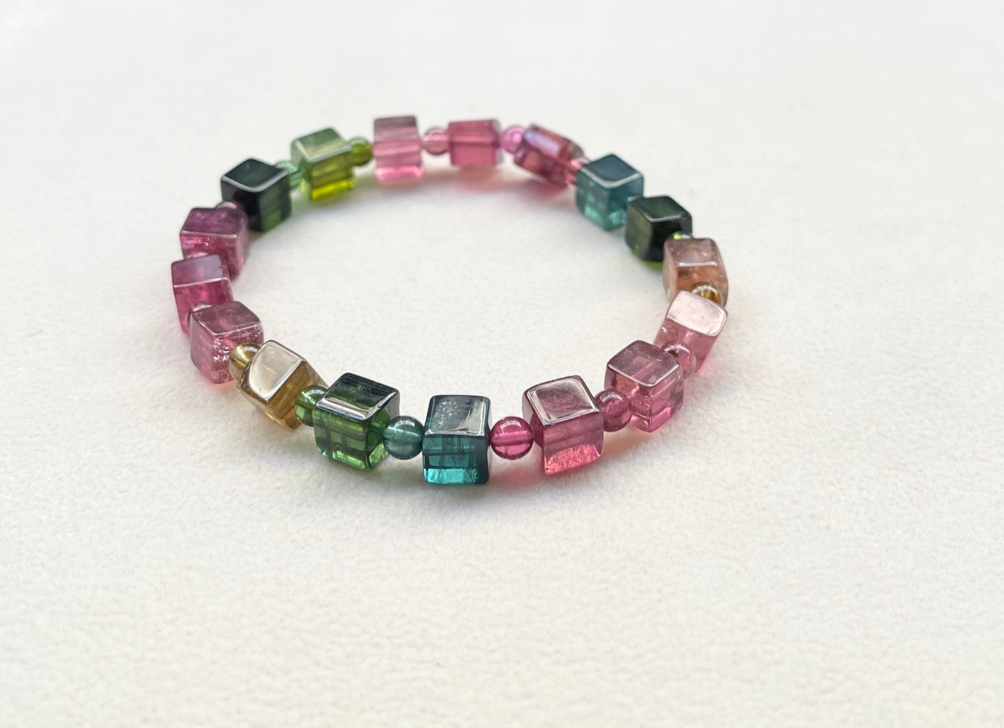 Candy Tourmaline 7mm cube 糖果碧璽方糖手鏈AA級