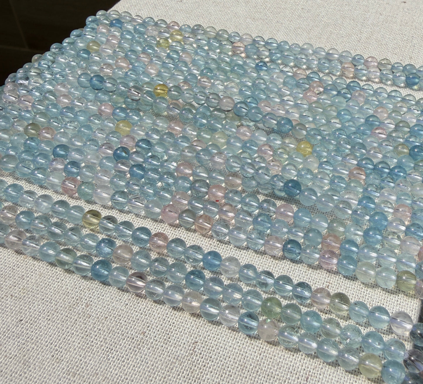 Beryl multi AA beads 4mm smooth