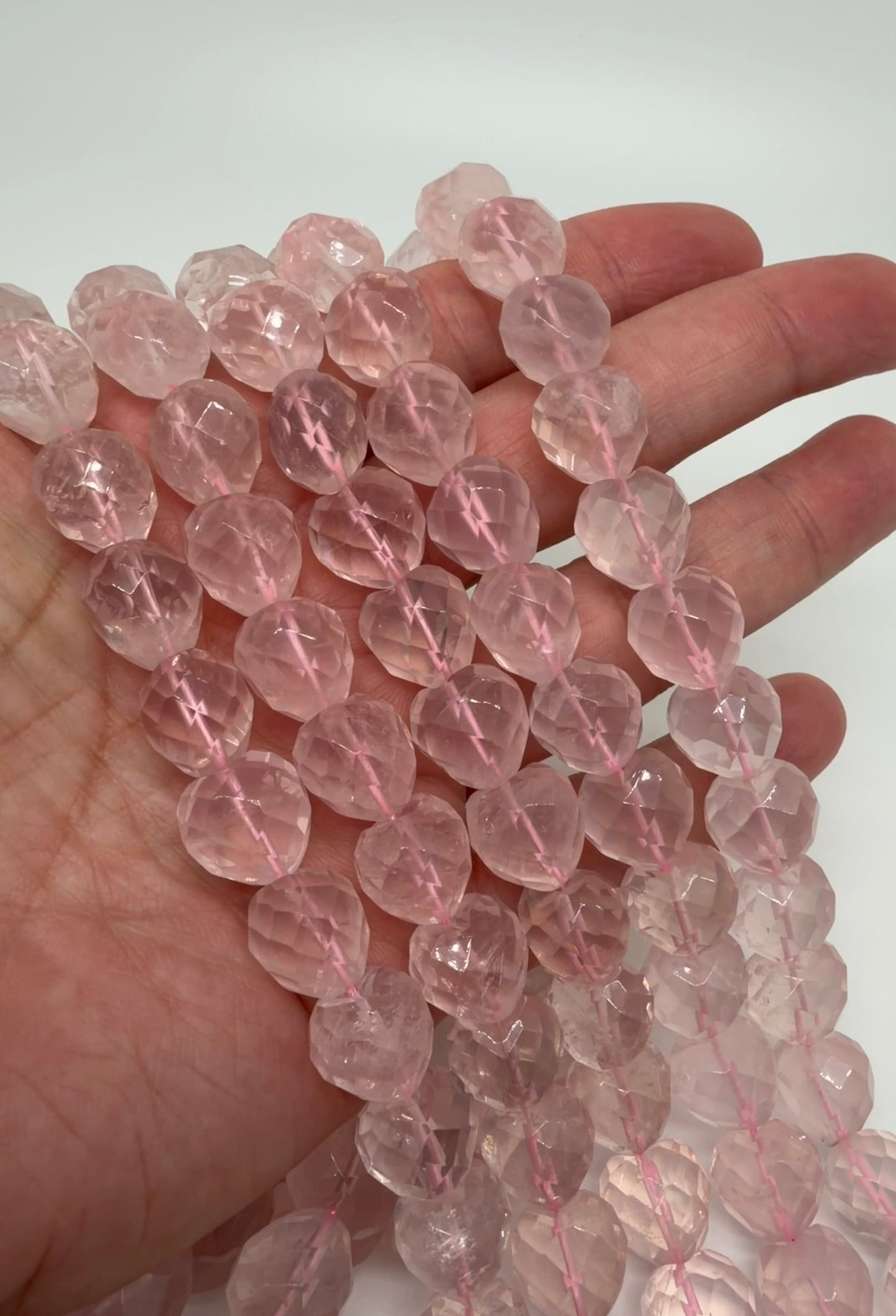 Rose Quartz Puffy Heart 14mm Faceted
