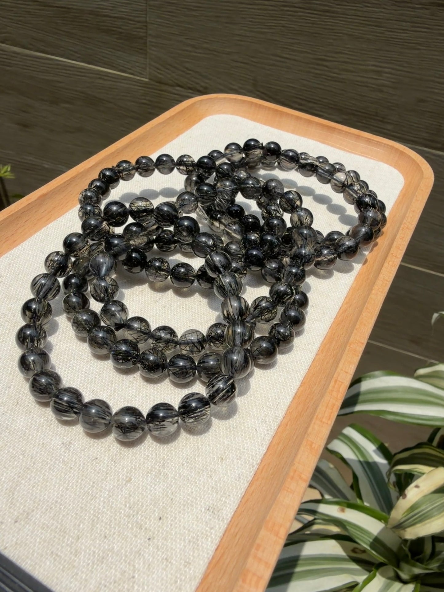 Rutilated Quartz Black bracelet 8mm plain