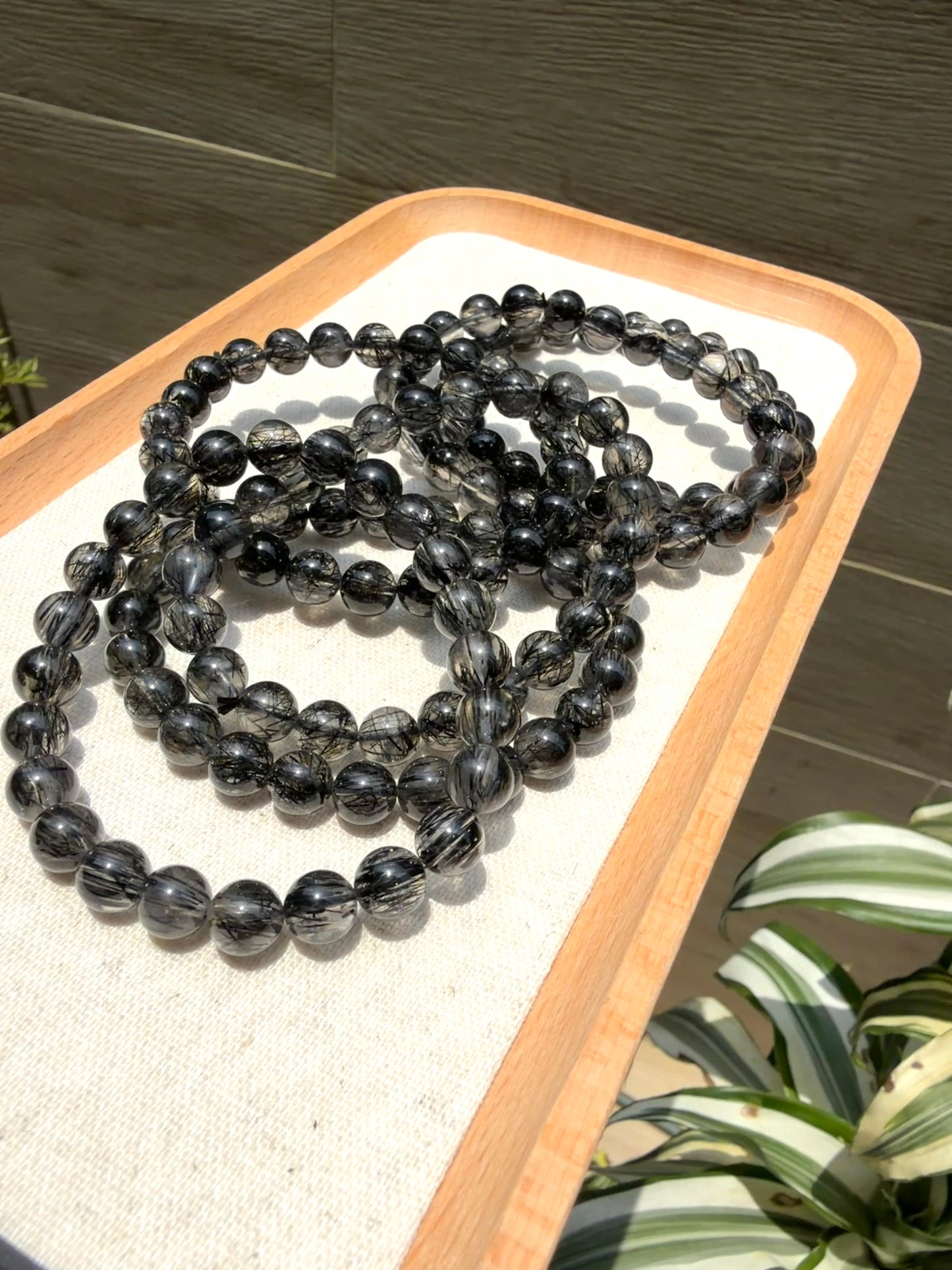 Rutilated Quartz Black bracelet 8mm plain
