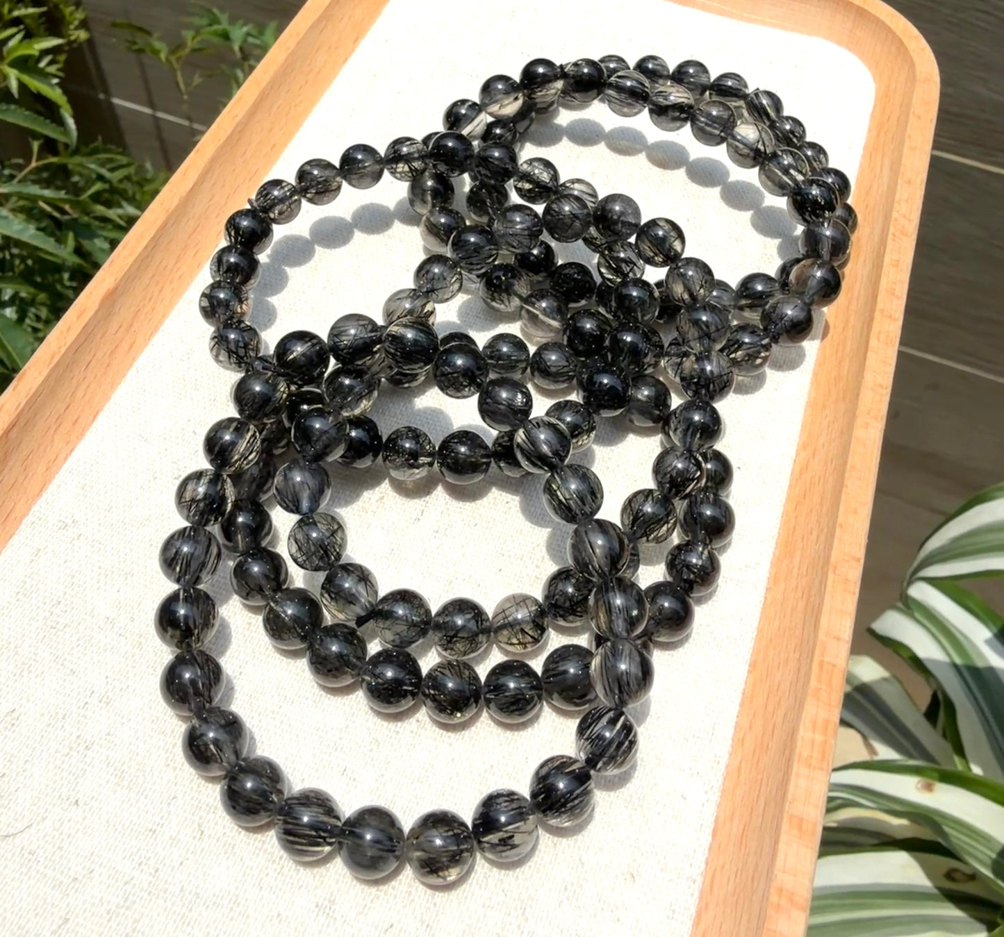Rutilated Quartz Black bracelet 8mm plain