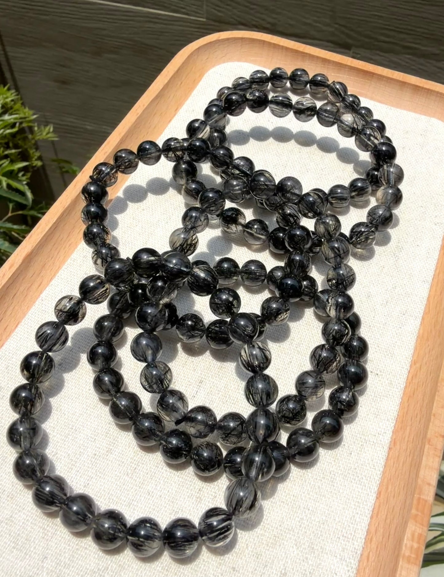 Rutilated Quartz Black bracelet 8mm plain
