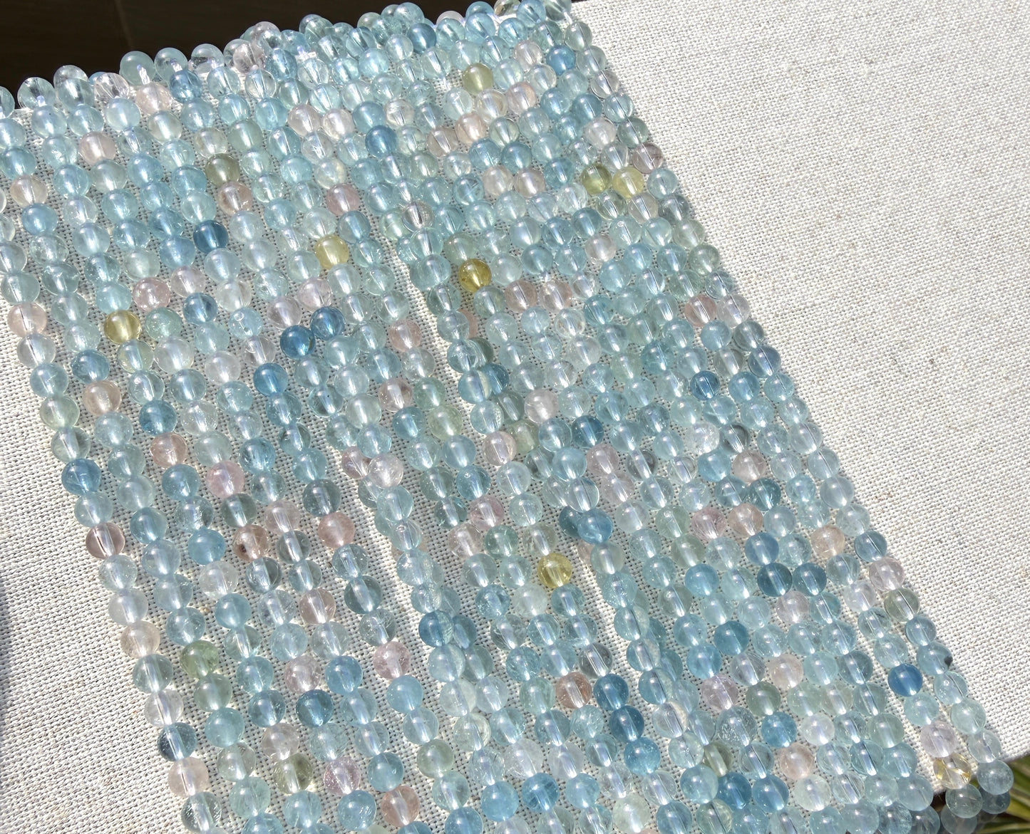 Beryl multi AA beads 4mm smooth