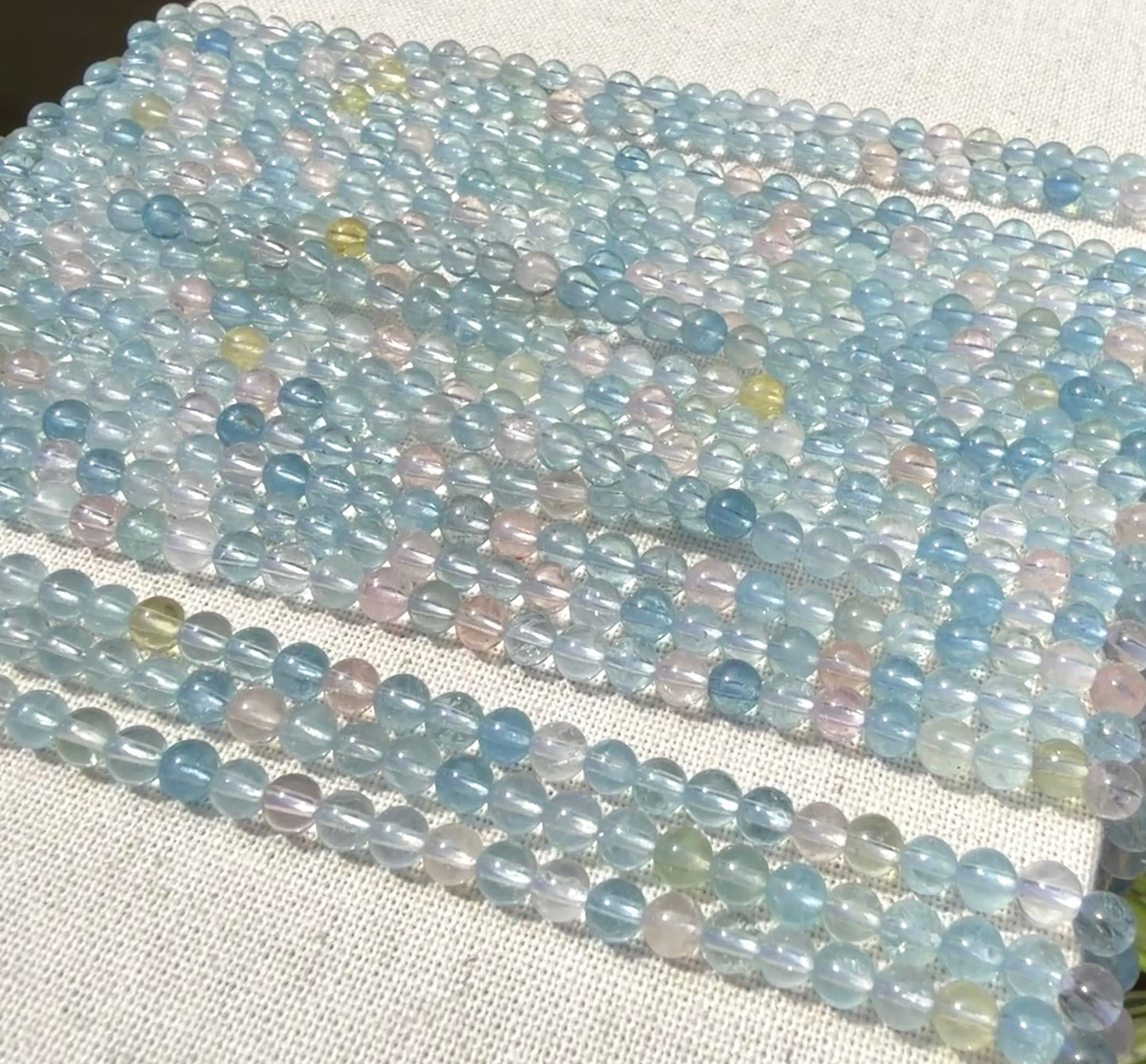 Beryl multi AA beads 4mm smooth
