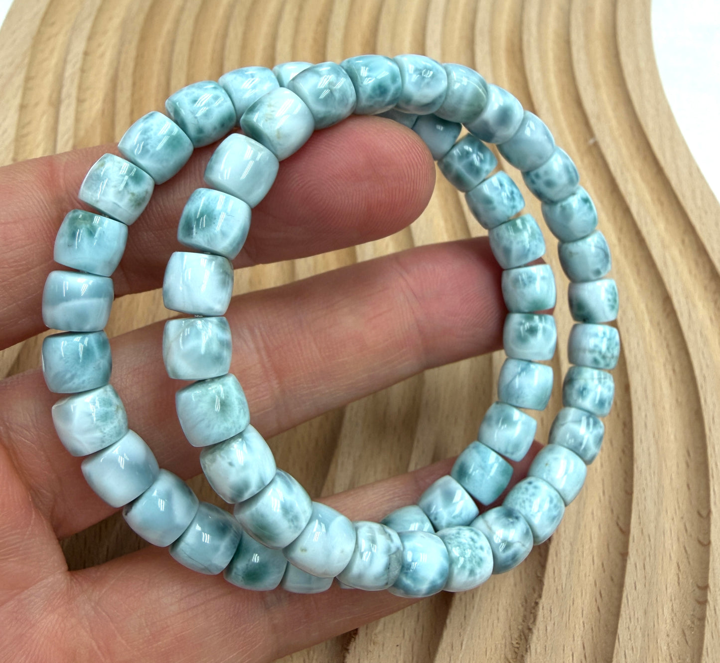 Larimar rondelle bracelet 6x7 plain
