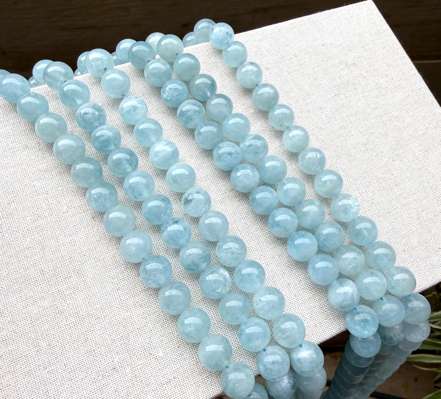 Aquamarine 10mm Plain Round Beads – Natural Blue Beryl 15.5" Strand