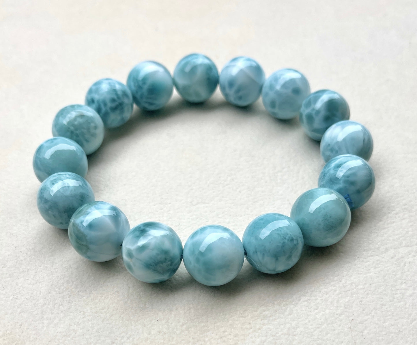 Larimar bracelet 14mm 拉利瑪圓珠手鏈14mm