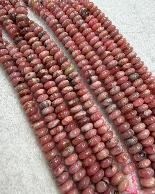 Rhodochrosite rondelle 3x7 plain