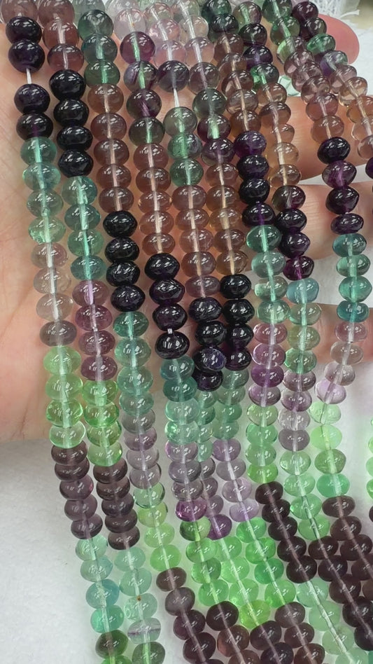 Fluorite Multi A rondelle 6x8 plain